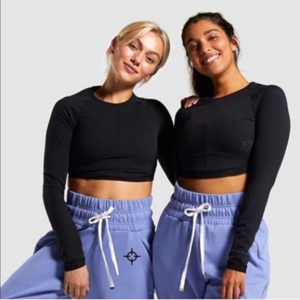 Gymshark Whitney Simmons Black Long Sleeve Crop Top Size S